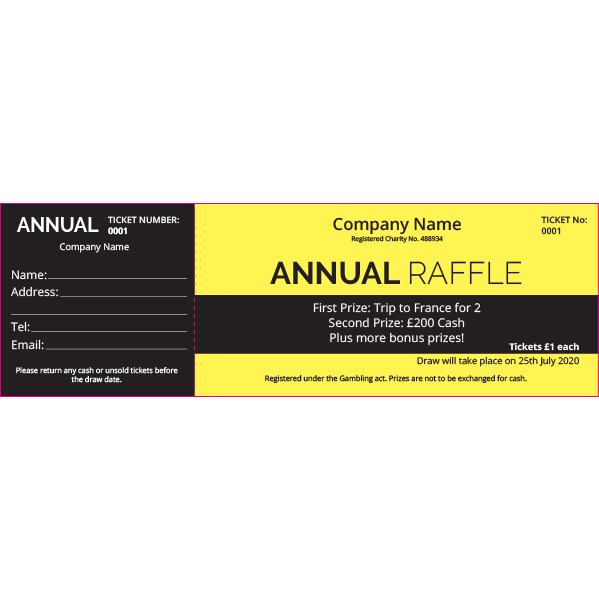 Annual Raffle Ticket (Coloured Paper)