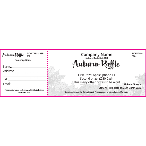Autumn Raffle Ticket (Black & White)