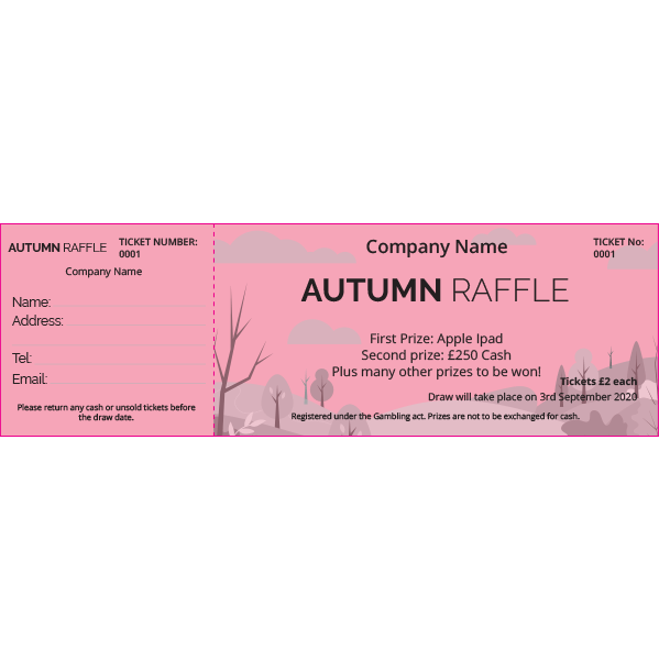 Autumn Raffle Ticket 2 (Coloured Paper)