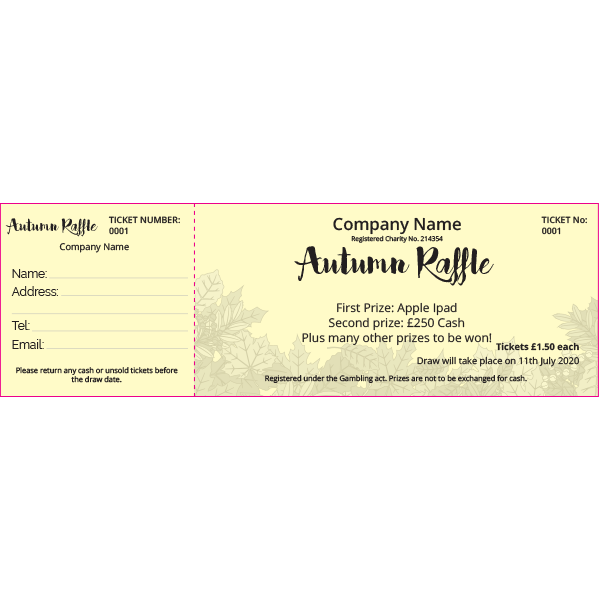 Autumn Raffle Ticket (Coloured Paper)