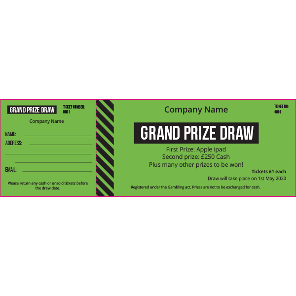 General Raffle Ticket (Coloured Paper)